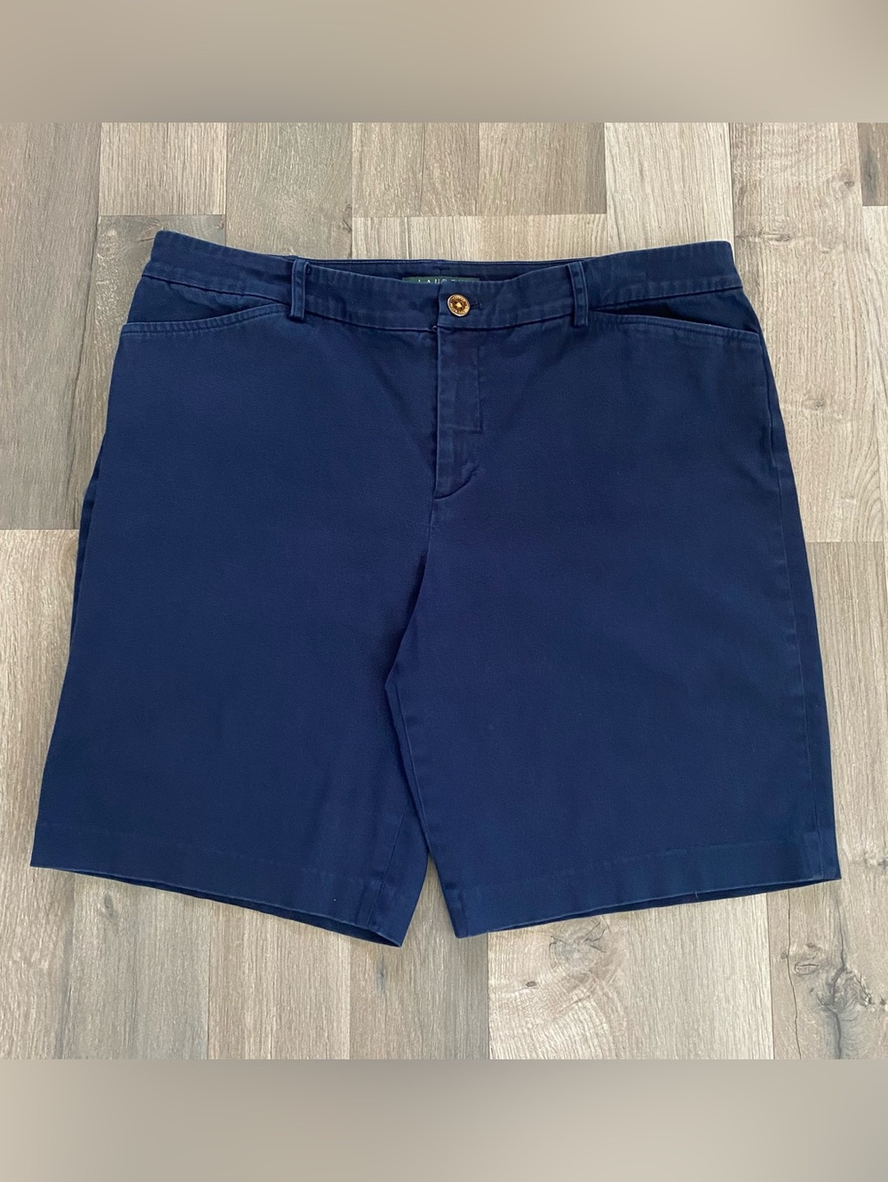 Lauren Ralph Lauren Shorts Womens 12 Navy Blue Bermuda Chino Twill Pockets